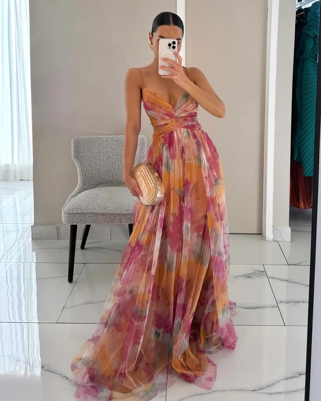 Amelia | Women’s  Print Spaghetti Strap Maxi Dress Luvy Boutique