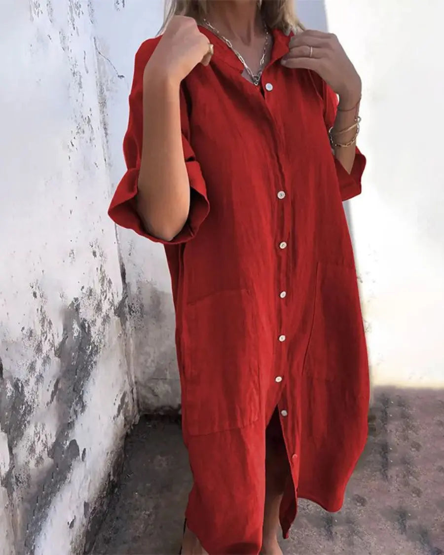 Alice | Women's Fit Button Down Short Sleeve Shirt Dress Luvy Boutique