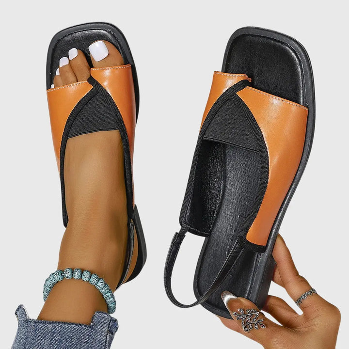 Fiona | Womens Contrast Strap Flat Sandals Luvy Boutique