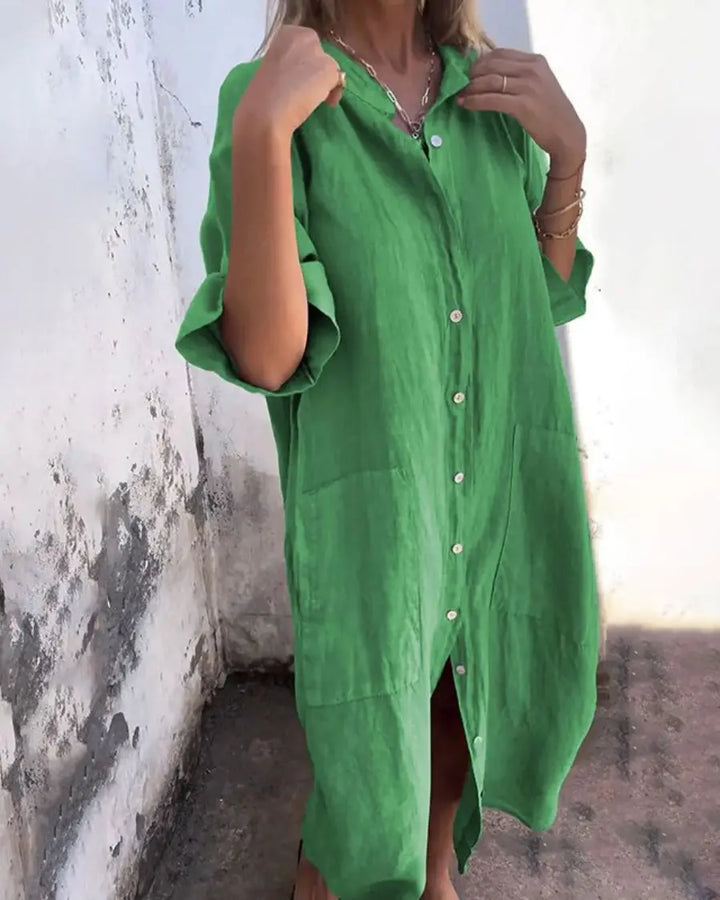 Alice | Women's Fit Button Down Short Sleeve Shirt Dress Luvy Boutique