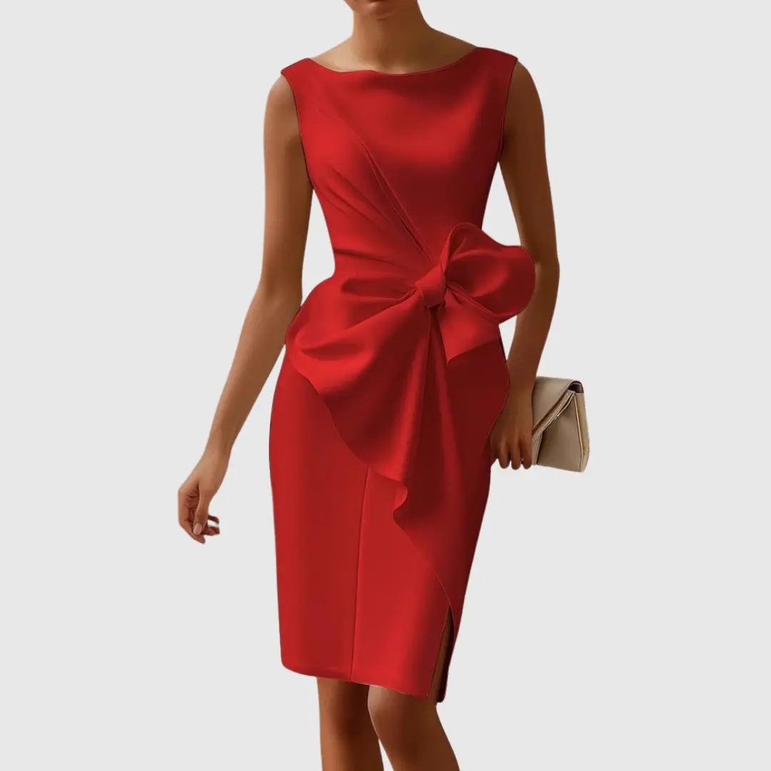 Audrey | Women’s Sleeveless Midi Dress with Bow Detail Luvy Boutique