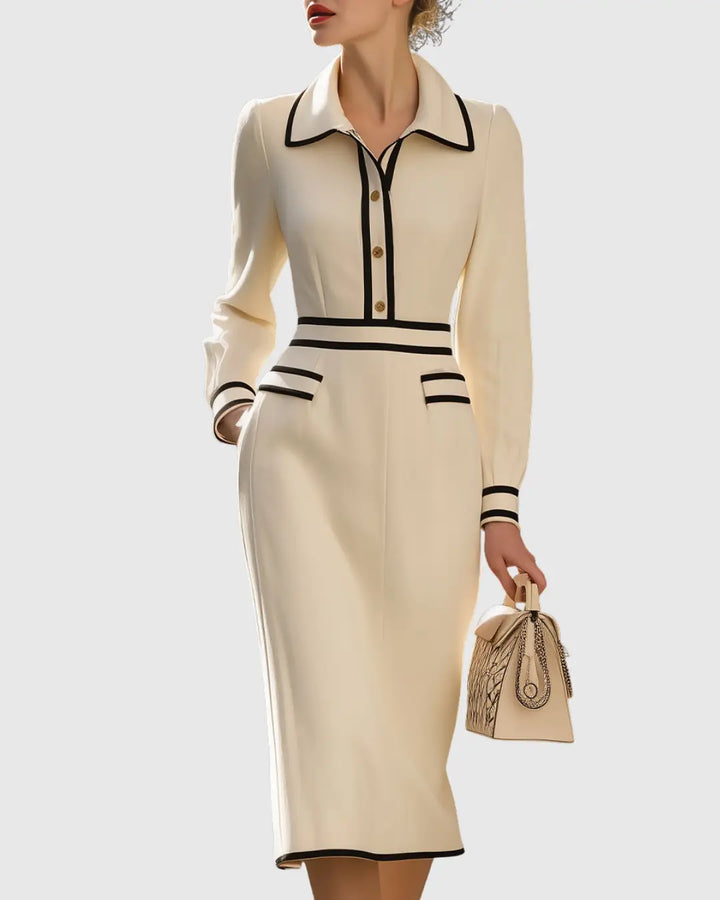 Abigail | Women’s Button Front Tailored Midi Dress Luvy Boutique