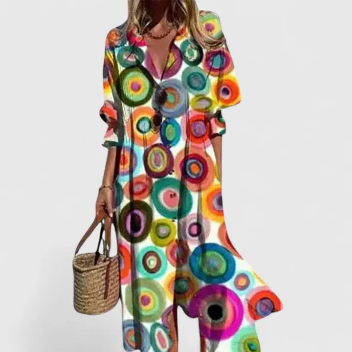 Anna | Women’s Floral Button Front Midi Dress Luvy Boutique