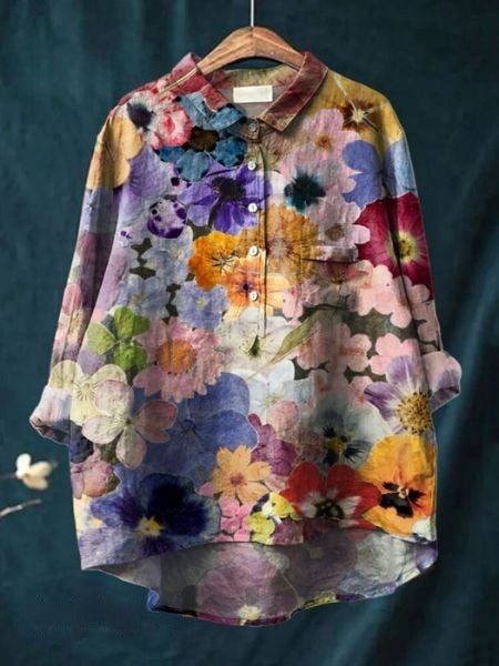 Audrey | Womens Floral Button Up Long Sleeve Shirt Luvy Boutique