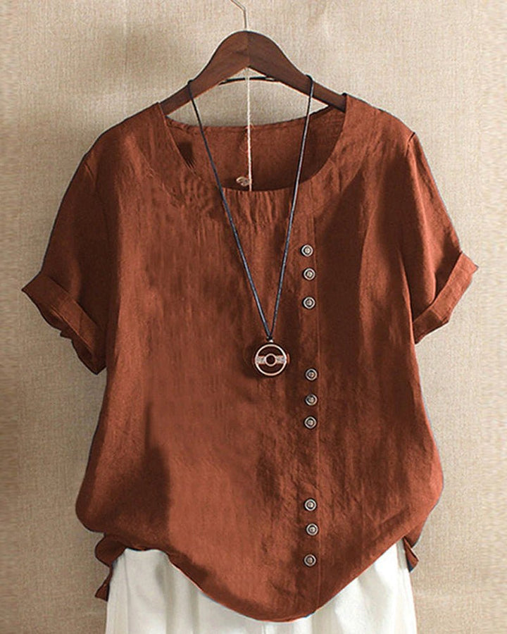 Rachel | Women’s Casual Button Detail Linen Blouse Luvy Boutique