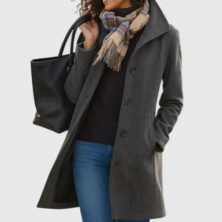 Brooklyn | Women Button Front Long Coat Luvy Boutique