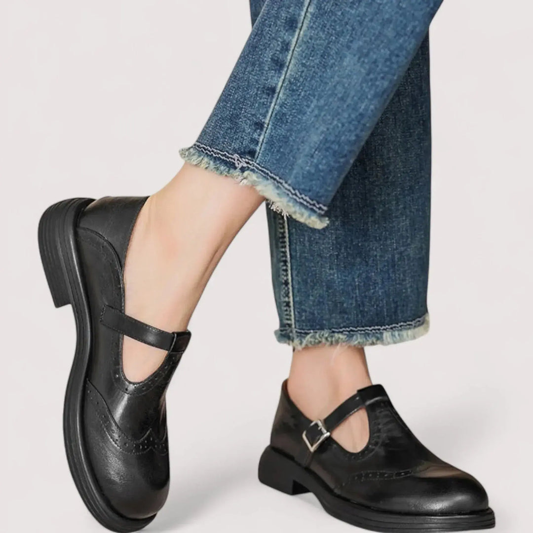 Samantha | Women’s Buckle Strap Classic Leather Shoes Luvy Boutique