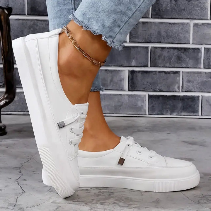 Alice | Womens Minimal Lace Up Sneakers Luvy Boutique