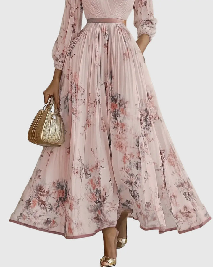 Evelyn | Women’s Elegant Pleated Floral Maxi Dress Luvy Boutique