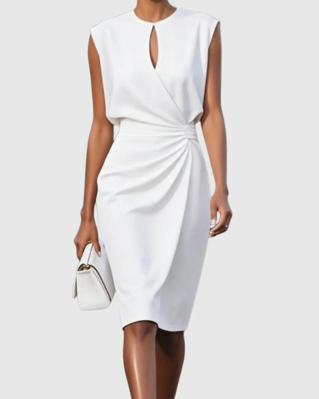 Georgia | Women’s Keyhole Neck Draped Midi Dress Luvy Boutique