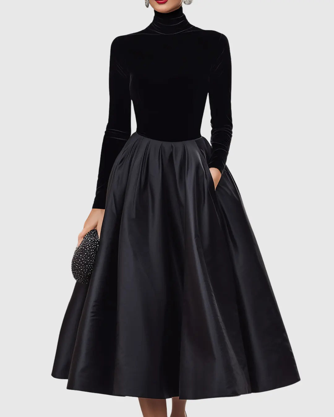 Faith | Women’s Velvet and Satin Midi Dress Luvy Boutique