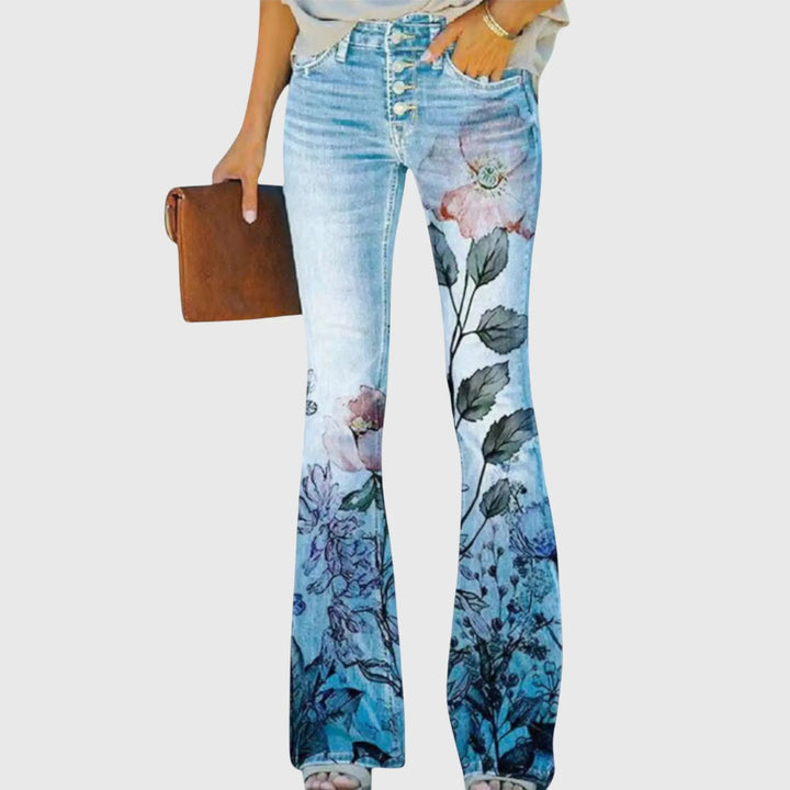 Emily | Womens Floral Printed Skinny Jeans Luvy Boutique