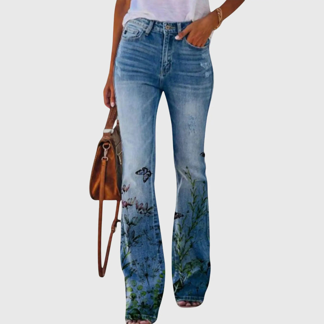 Emily | Womens Floral Printed Skinny Jeans Luvy Boutique