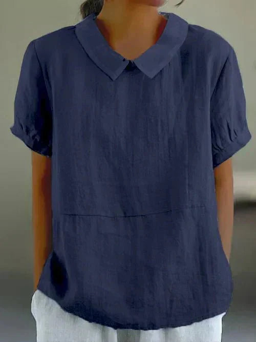 Emma | Women’s Linen Peter Pan Collar Blouse Luvy Boutique