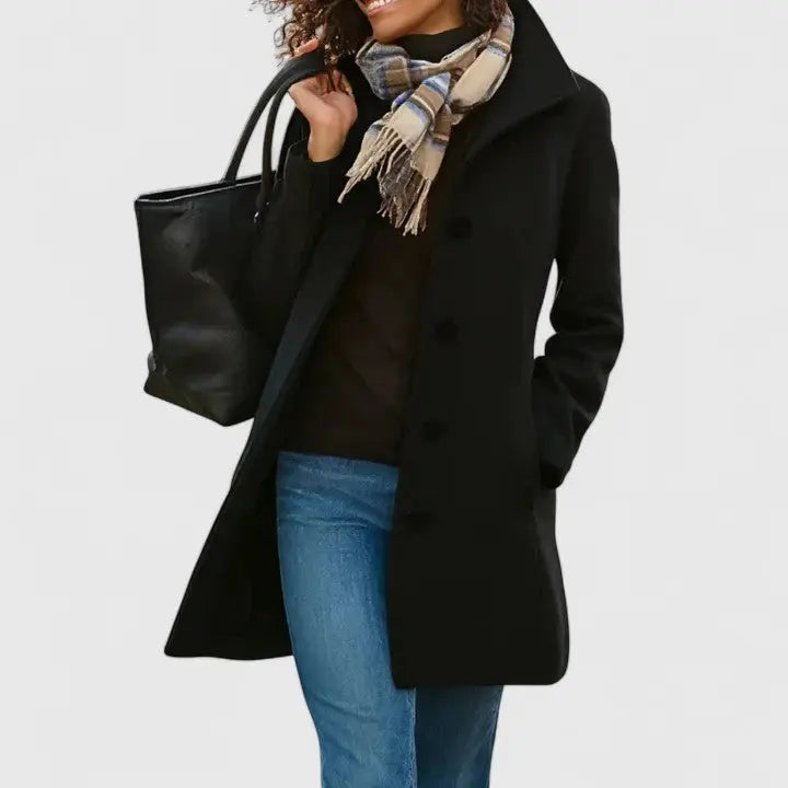 Brooklyn | Women Button Front Long Coat Luvy Boutique