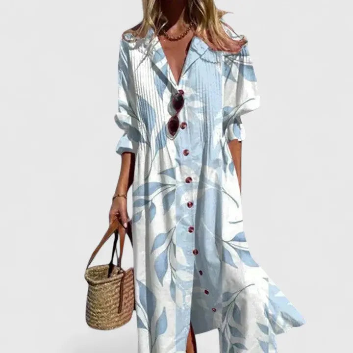 Anna | Women’s Floral Button Front Midi Dress Luvy Boutique