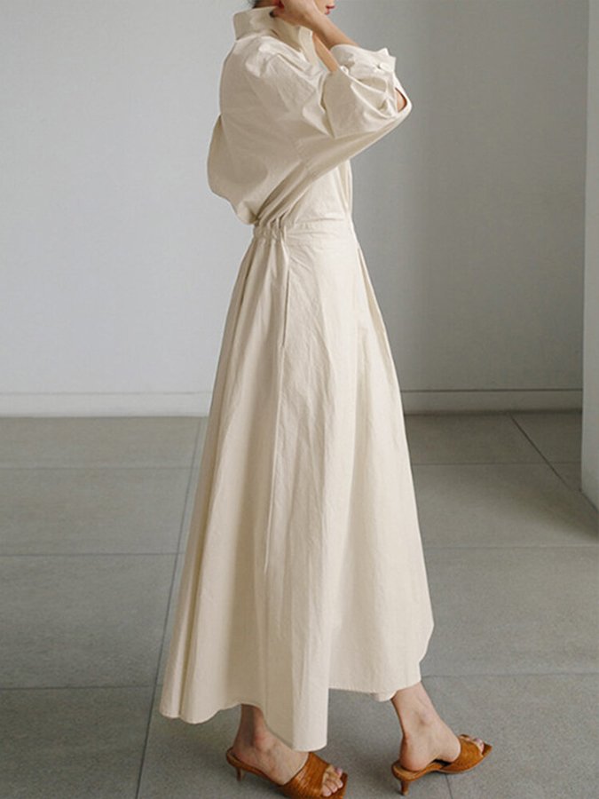 Brooklyn | Womens Elegant Button Waist Shirt Dress Luvy Boutique