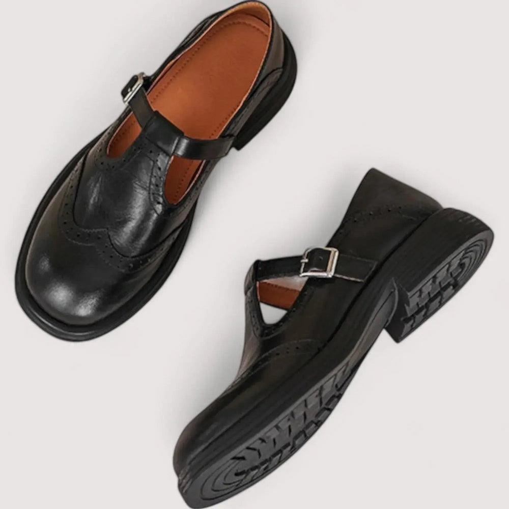 Samantha | Women’s Buckle Strap Classic Leather Shoes Luvy Boutique