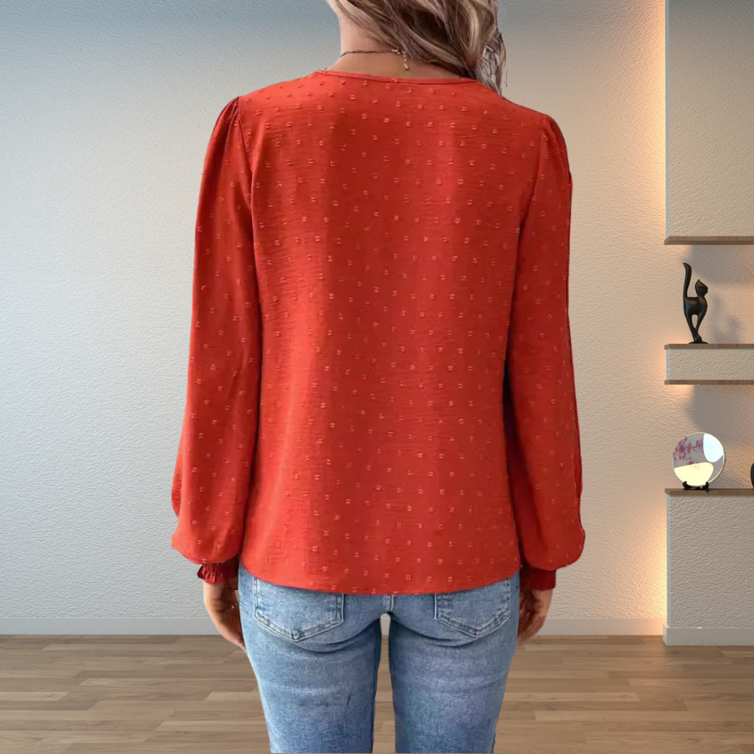 Hazel | Women Elegant Loose-Fit V-Neck Lace Blouse Luvy Boutique
