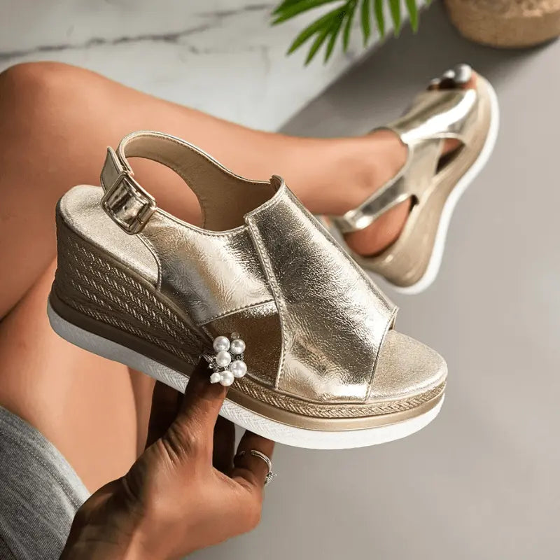 Claire | Womens Metallic Platform Comfort Sandals Luvy Boutique
