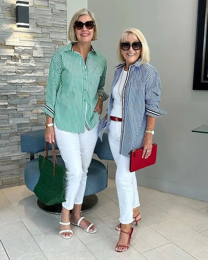 Ula | Women's Striped Button-Up Shirt Luvy Boutique