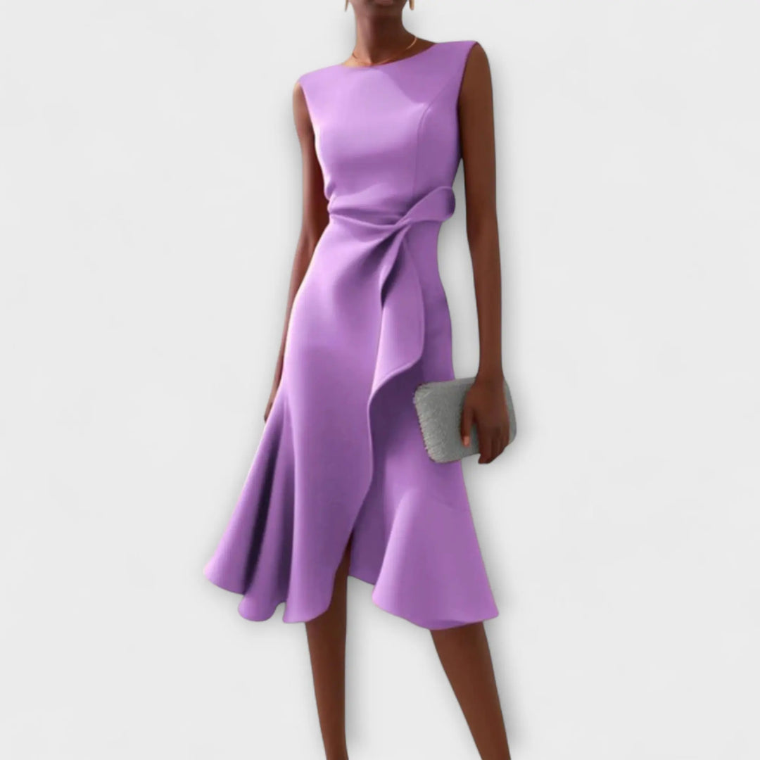 Grace | Women Sleeveless Ruffle Hem Midi Dress Luvy Boutique