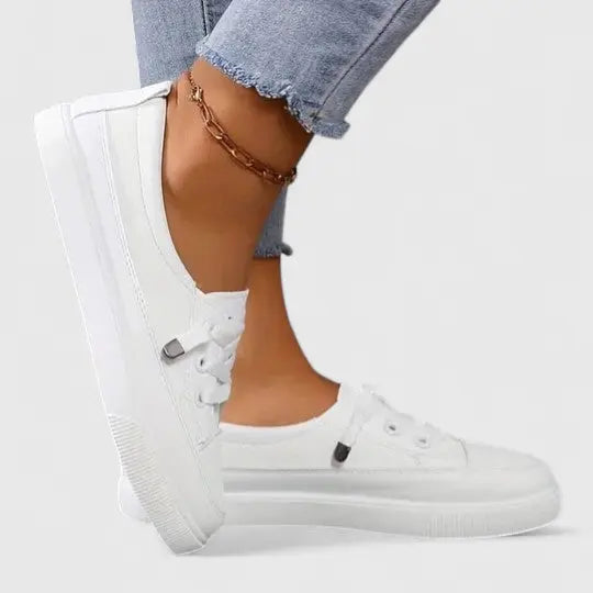 Brooklyn | Women’s Classic White Lace-Up Casual Sneakers Luvy Boutique