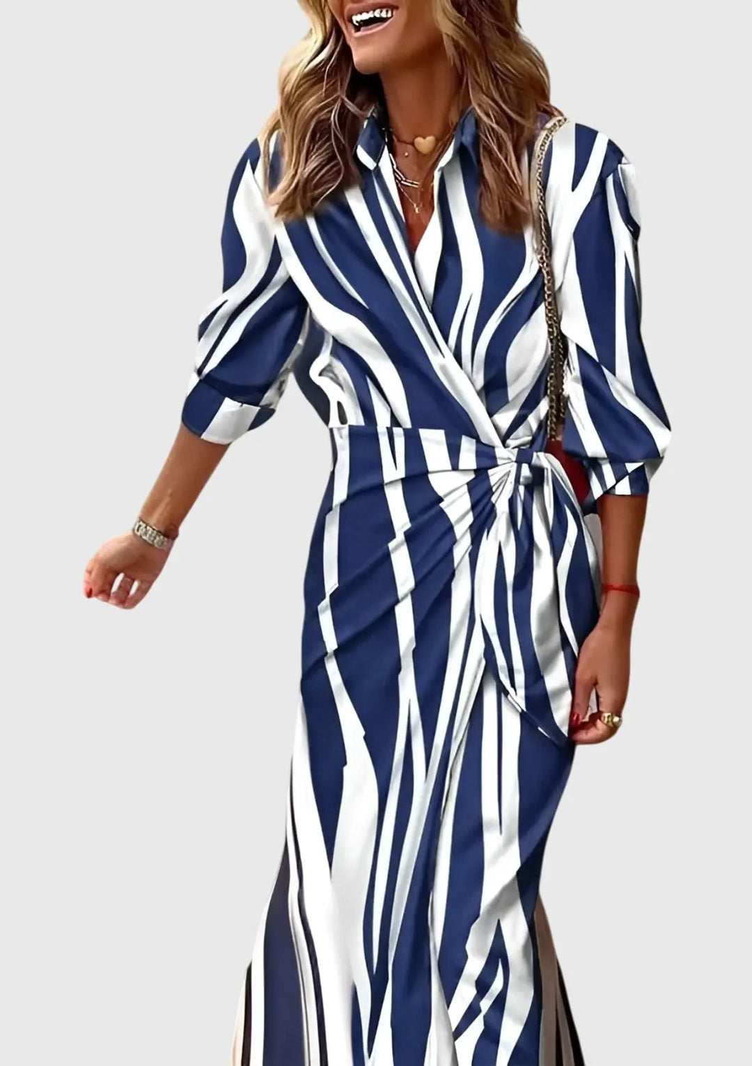 Eva | Women’s Printed Wrap Midi Dress Luvy Boutique