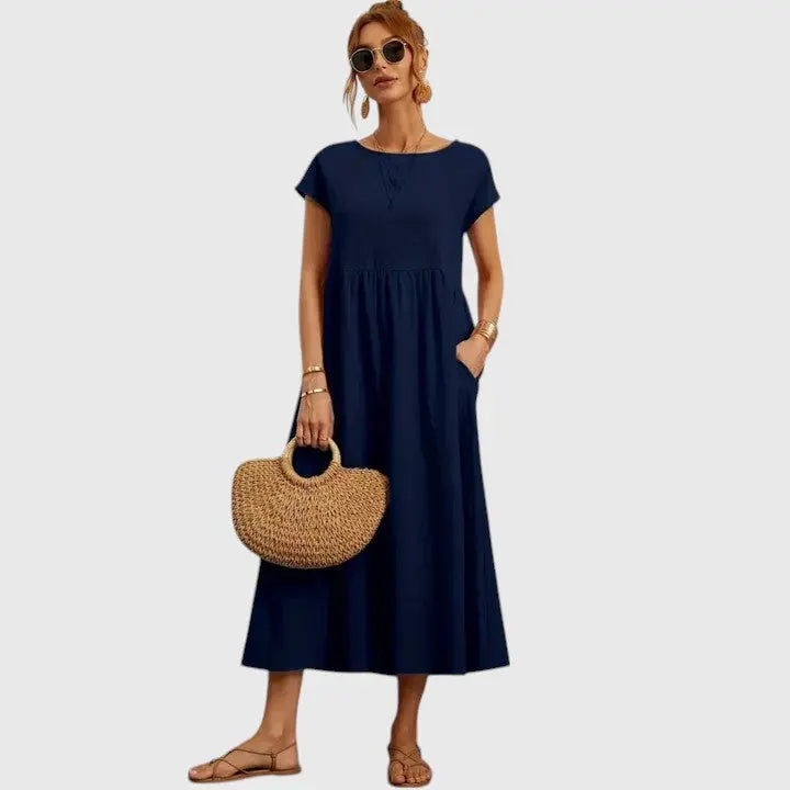 Ashley | Women’s Short Sleeve Loose Midi Dress Luvy Boutique