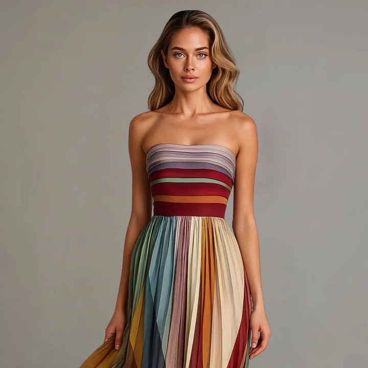 Savannah | Women’s Strapless Pleated Maxi Dress Luvy Boutique