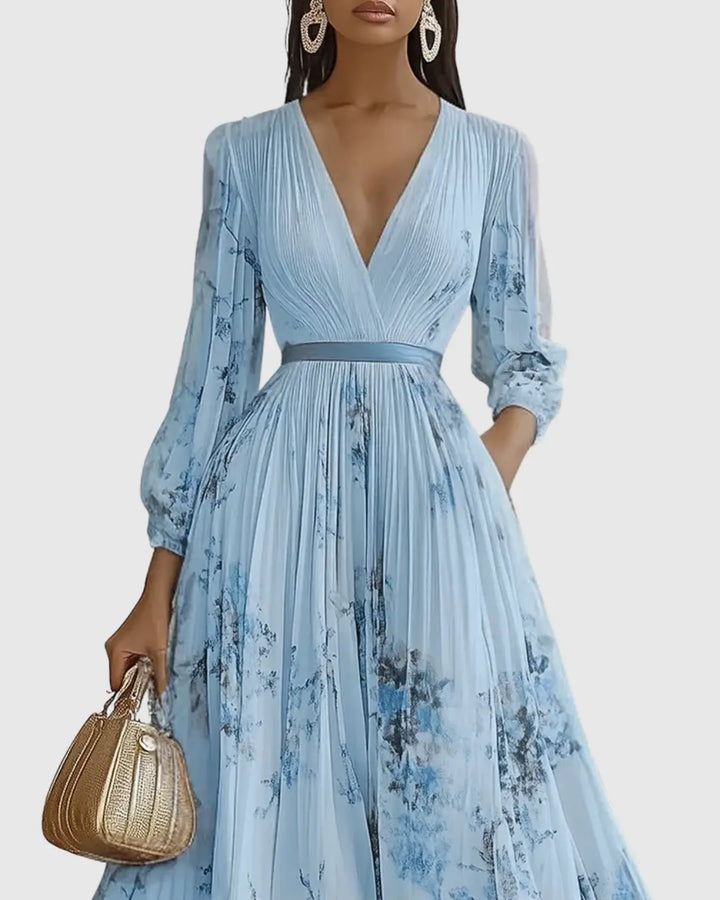 Evelyn | Women’s Elegant Pleated Floral Maxi Dress Luvy Boutique