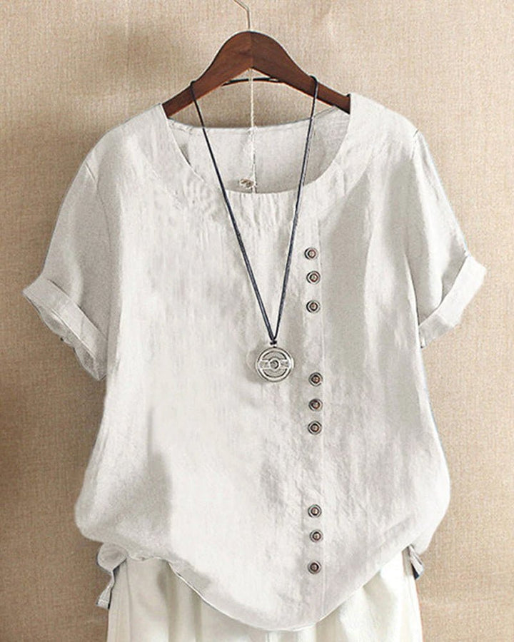 Rachel | Women’s Casual Button Detail Linen Blouse Luvy Boutique