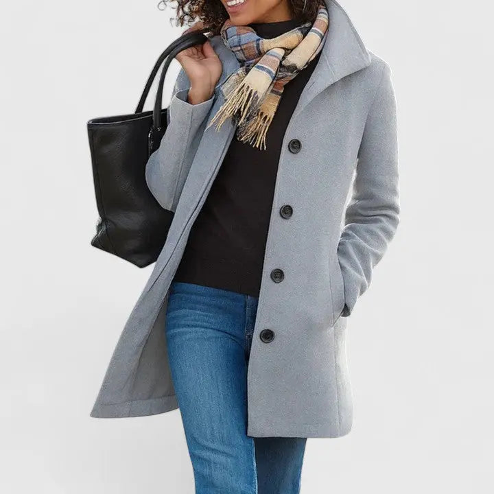 Brooklyn | Women Button Front Long Coat Luvy Boutique