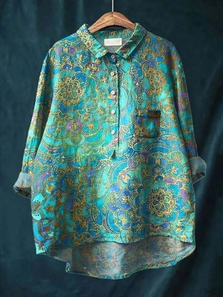 Audrey | Womens Floral Button Up Long Sleeve Shirt Luvy Boutique