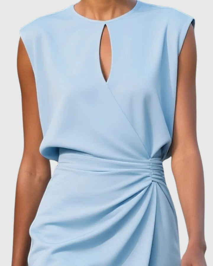 Georgia | Women’s Keyhole Neck Draped Midi Dress Luvy Boutique