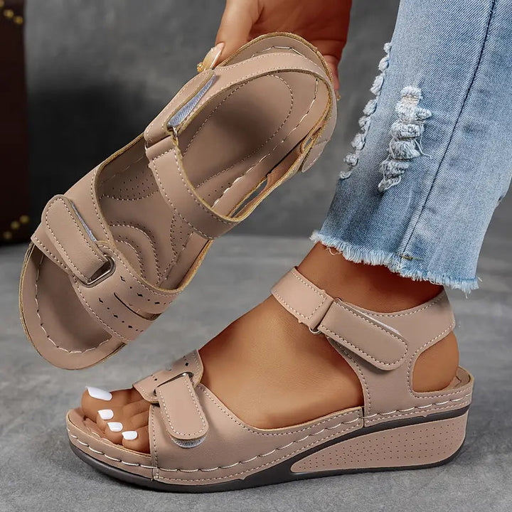 Audrey | Women’s Comfort Strap Adjustable Wedge Sandals Luvy Boutique