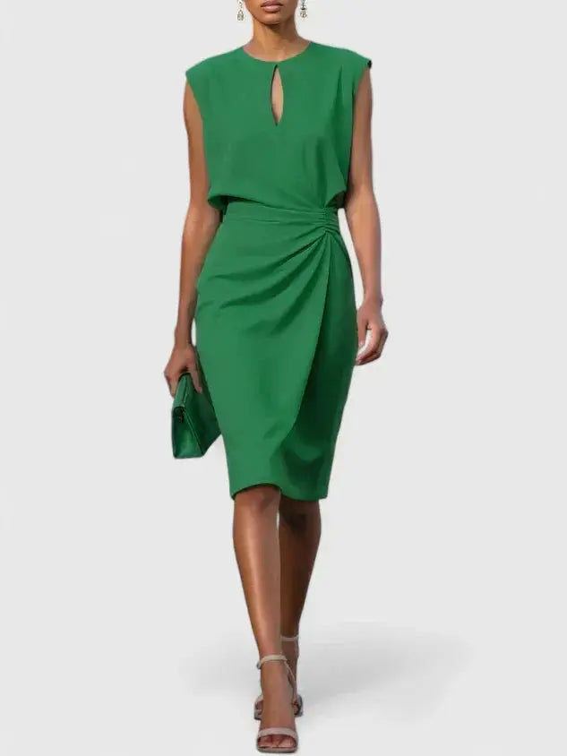 Alyssa | Women’s Elegant Sleeveless Ruched Midi Dress Luvy Boutique