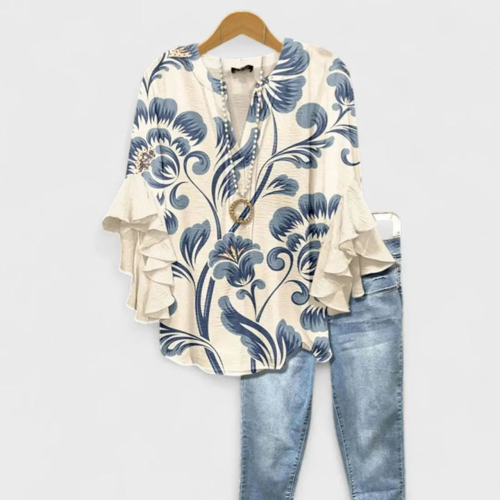 Alyssa | Women Floral Print Ruffle Sleeve Top Luvy Boutique