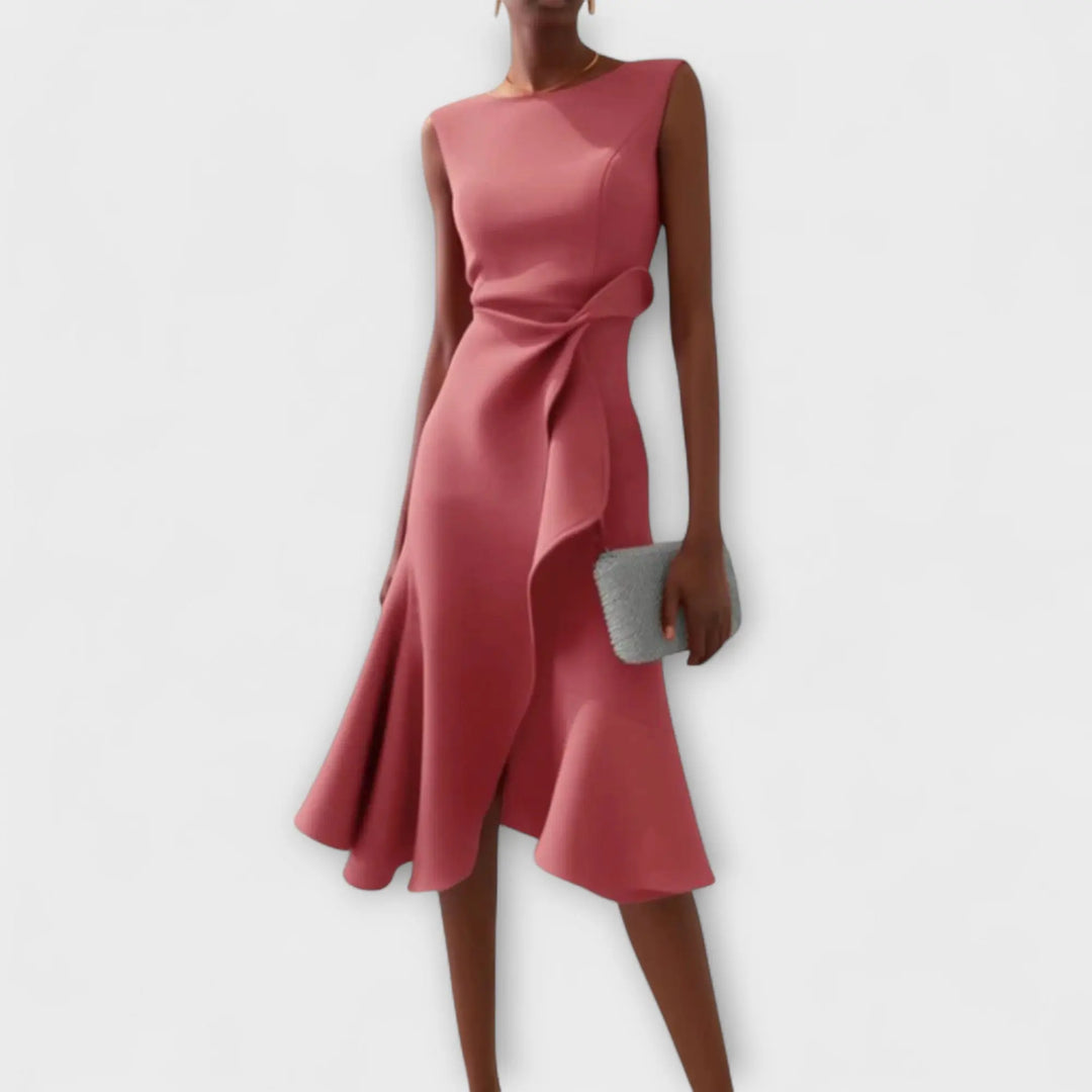 Grace | Women Sleeveless Ruffle Hem Midi Dress Luvy Boutique