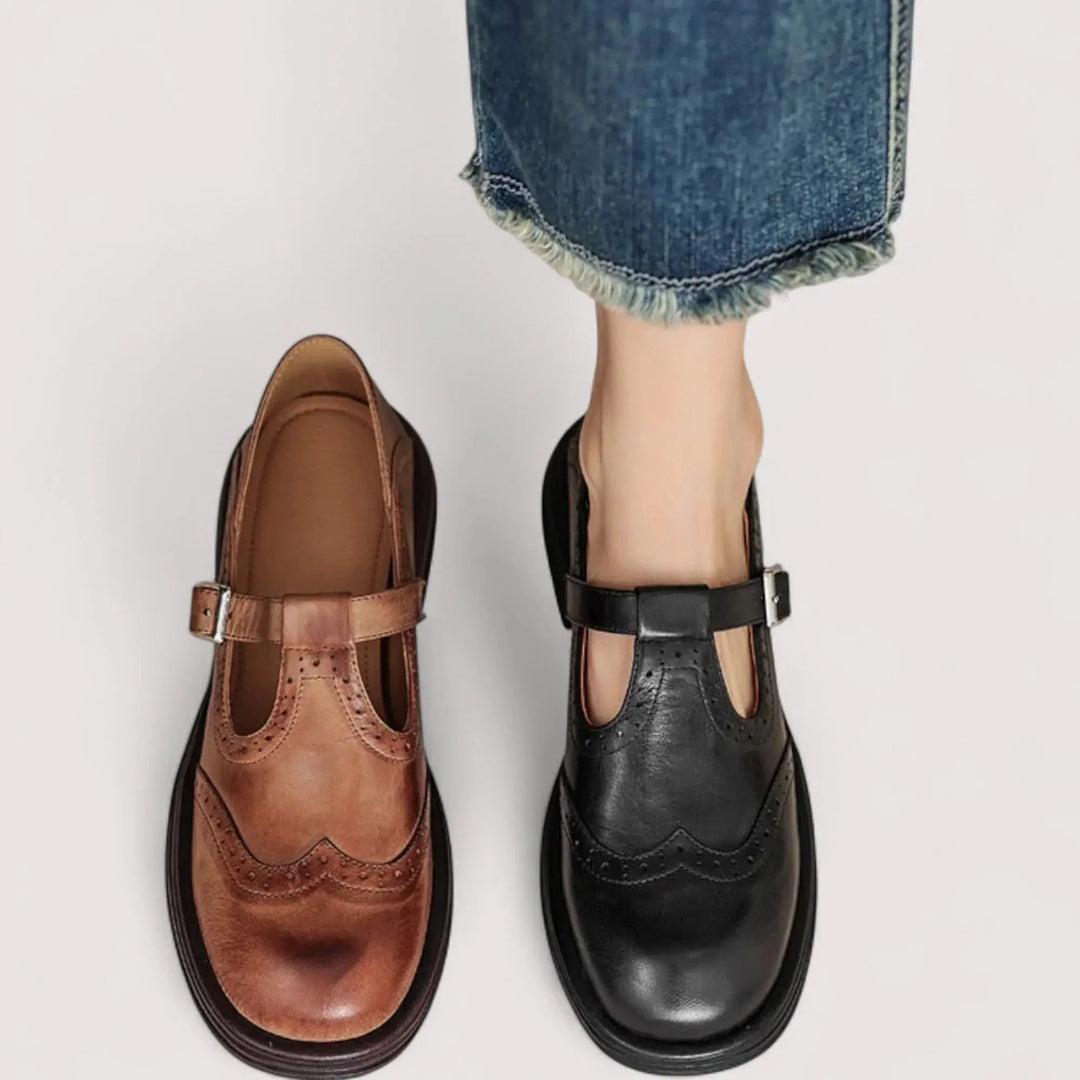 Samantha | Women’s Buckle Strap Classic Leather Shoes Luvy Boutique
