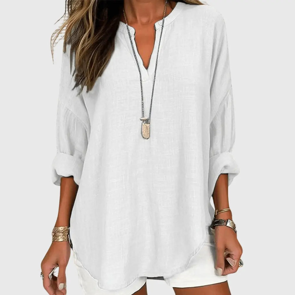 Eleanor | Women’s Loose Casual V-Neck Beach Shirt Luvy Boutique