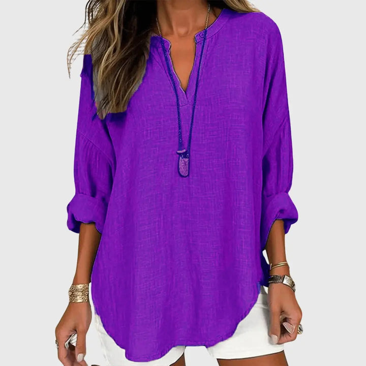 Eleanor | Women’s Loose Casual V-Neck Beach Shirt Luvy Boutique
