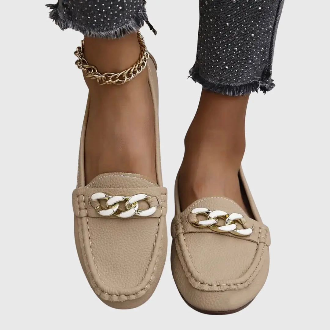 Clara | Womens Chain Detail Slip On Loafers Luvy Boutique