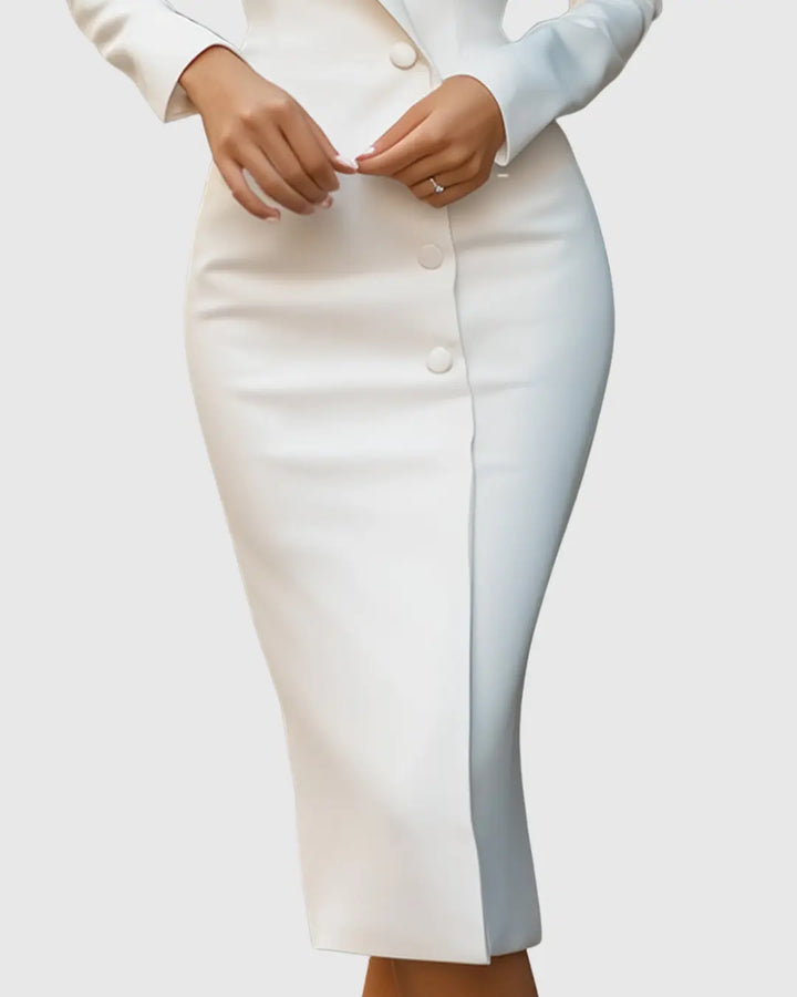 Audrey | Women’s Long Sleeve Tailored Midi Dress Luvy Boutique