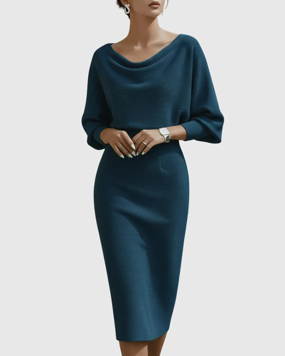 Ava | Women’s Draped Batwing Sleeve Midi Dress Luvy Boutique