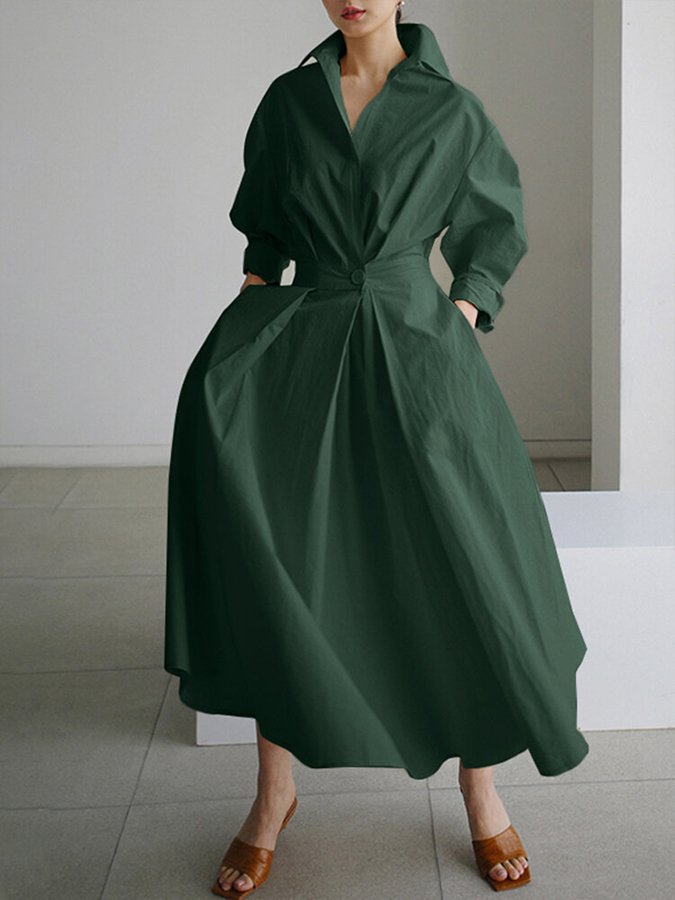 Brooklyn | Womens Elegant Button Waist Shirt Dress Luvy Boutique