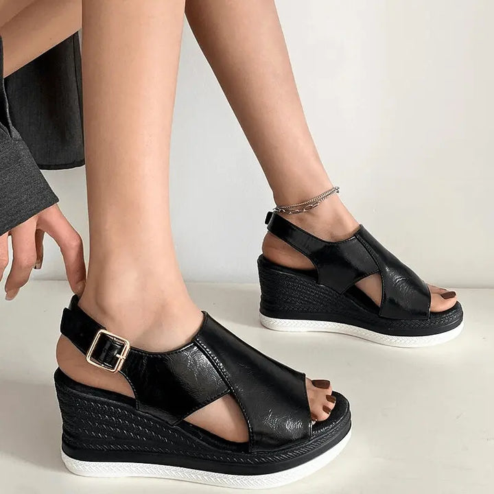 Claire | Womens Metallic Platform Comfort Sandals Luvy Boutique
