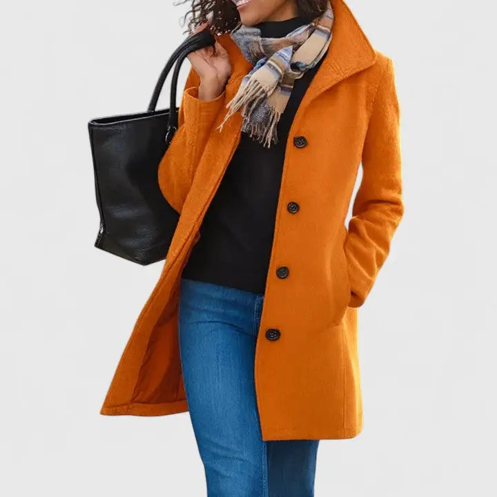 Brooklyn | Women Button Front Long Coat Luvy Boutique