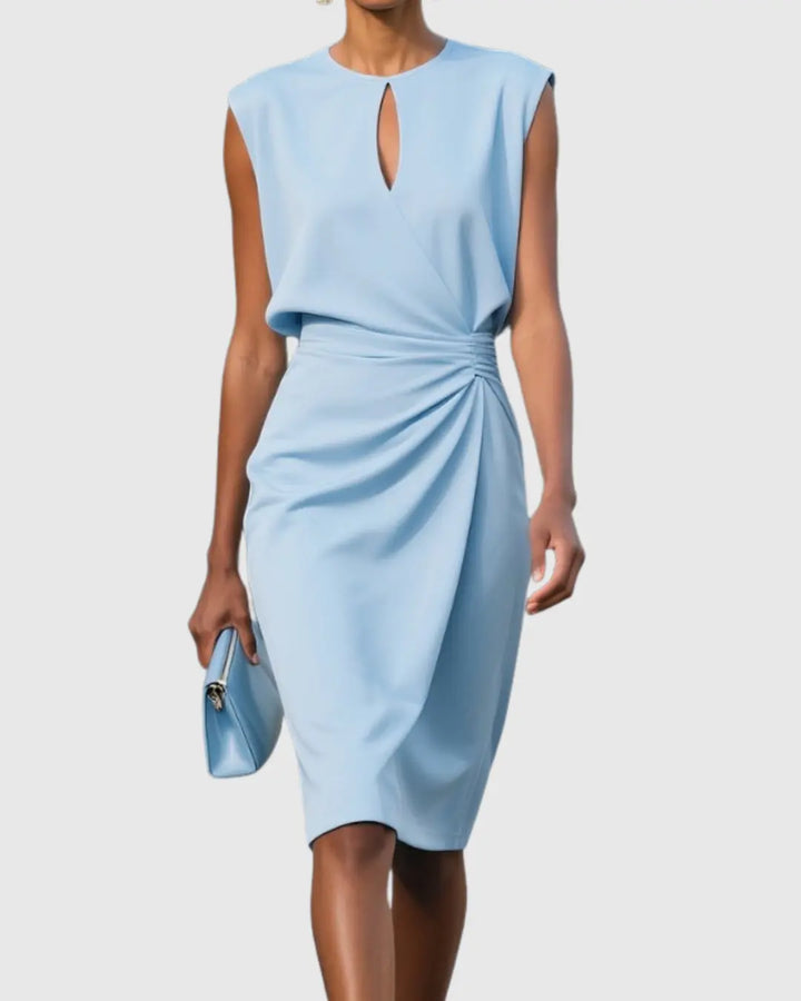 Georgia | Women’s Keyhole Neck Draped Midi Dress Luvy Boutique