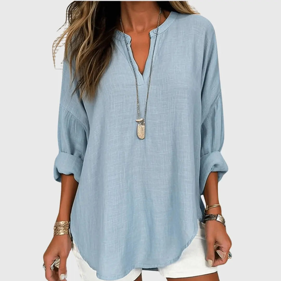 Eleanor | Women’s Loose Casual V-Neck Beach Shirt Luvy Boutique